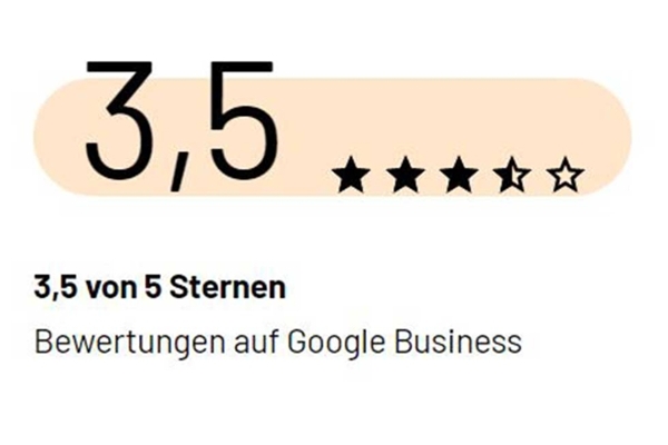 3,5 von 5 Sterne Bewertungen auf Google Business